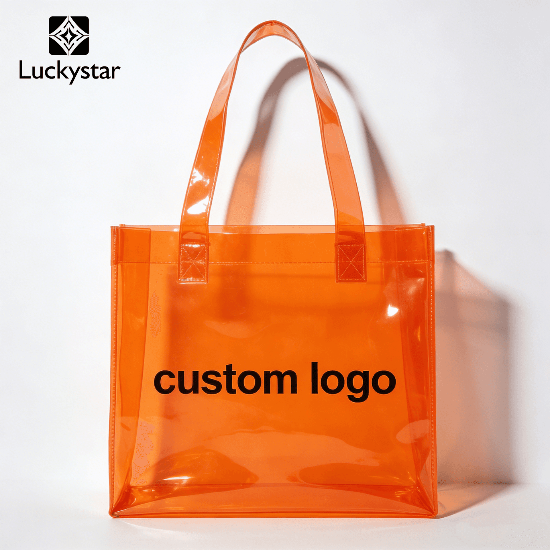 Custom Logo Waterproof PVC Tote Bag Reusable Clear Shopping Bag