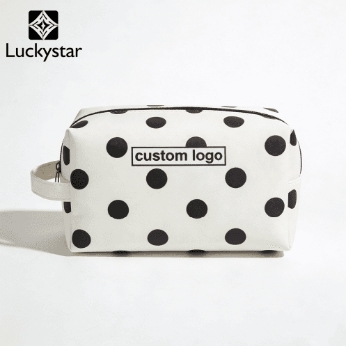 Cute Polka Dot Soft  Zipper Portable Makeup Organizer OEM ODM Wholesale Cosmetic Bag
