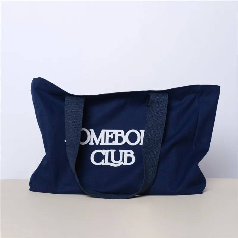 Eco Friendly  Custom logo Organic Reusable Cotton Shopping Bag Canvas Grocery Bag Holiday Beach Tote Bag