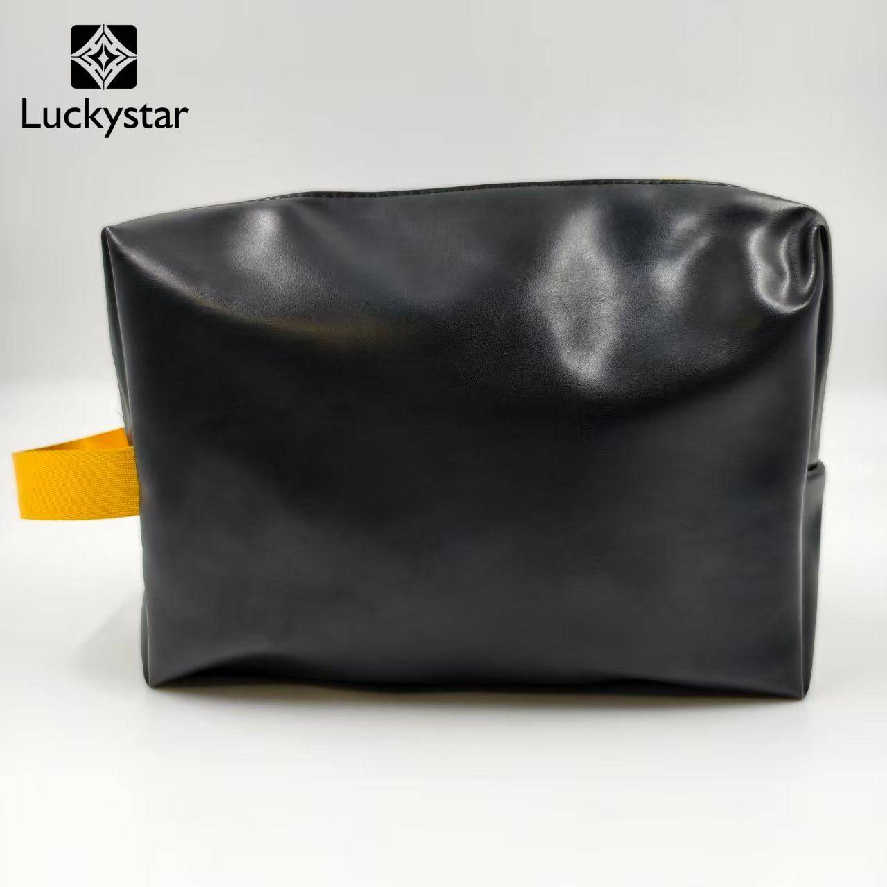 Personalized Brand Logo PU Leather Toiletry Bag Durable Zippered Makeup Bag
